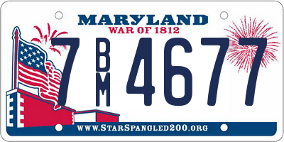 MD license plate 7BM4677