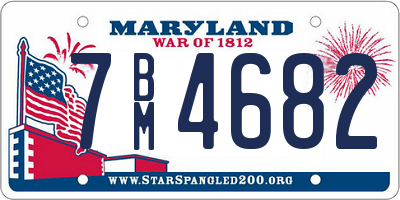 MD license plate 7BM4682