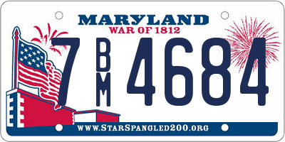 MD license plate 7BM4684