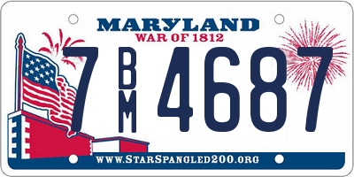 MD license plate 7BM4687