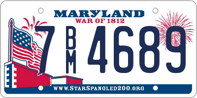 MD license plate 7BM4689