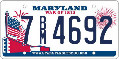 MD license plate 7BM4692