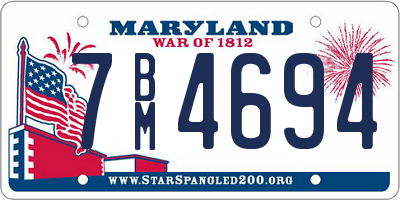 MD license plate 7BM4694