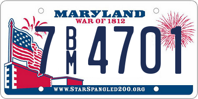 MD license plate 7BM4701