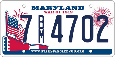 MD license plate 7BM4702