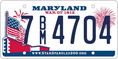 MD license plate 7BM4704