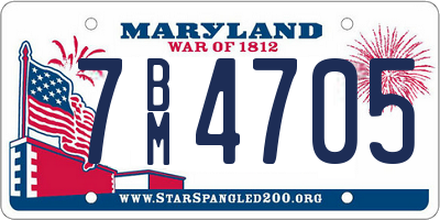 MD license plate 7BM4705