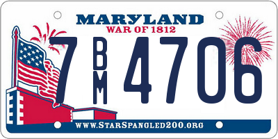 MD license plate 7BM4706