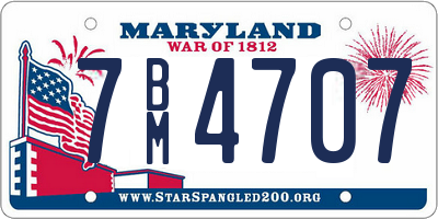 MD license plate 7BM4707