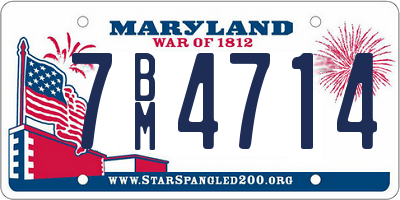 MD license plate 7BM4714