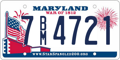 MD license plate 7BM4721