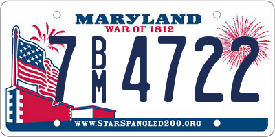 MD license plate 7BM4722