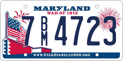 MD license plate 7BM4723