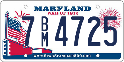 MD license plate 7BM4725