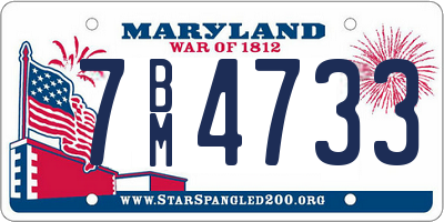 MD license plate 7BM4733