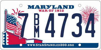 MD license plate 7BM4734