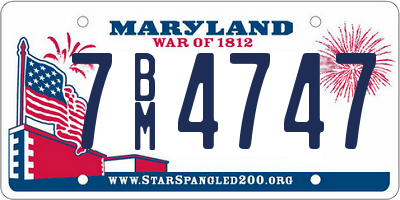 MD license plate 7BM4747