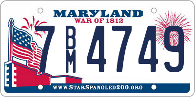 MD license plate 7BM4749