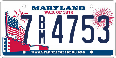 MD license plate 7BM4753