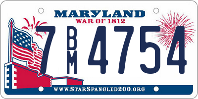 MD license plate 7BM4754