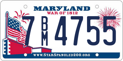 MD license plate 7BM4755