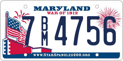 MD license plate 7BM4756