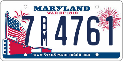 MD license plate 7BM4761