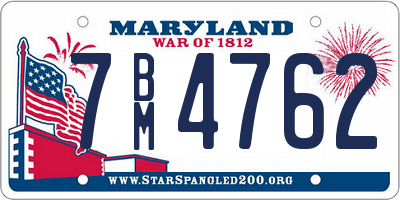 MD license plate 7BM4762