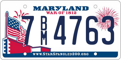 MD license plate 7BM4763