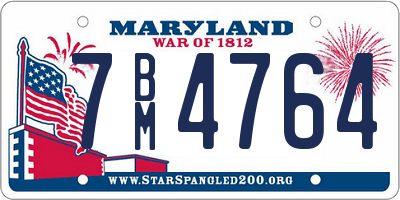 MD license plate 7BM4764