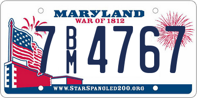 MD license plate 7BM4767