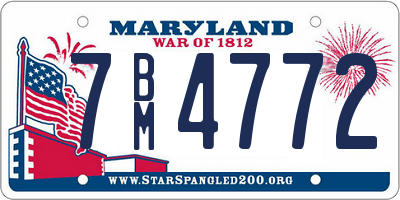 MD license plate 7BM4772