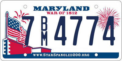 MD license plate 7BM4774