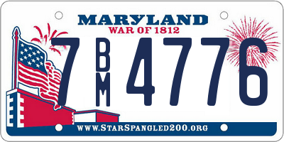 MD license plate 7BM4776