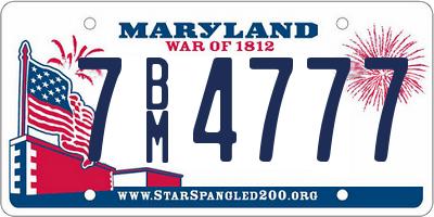 MD license plate 7BM4777