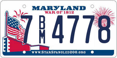 MD license plate 7BM4778