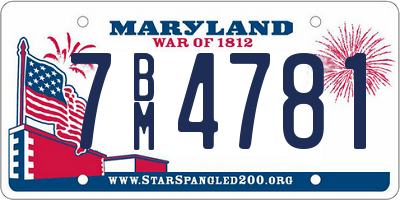 MD license plate 7BM4781