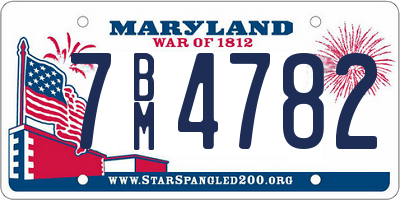 MD license plate 7BM4782