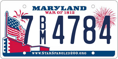 MD license plate 7BM4784