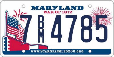 MD license plate 7BM4785