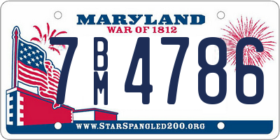 MD license plate 7BM4786