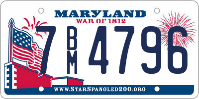 MD license plate 7BM4796