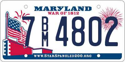 MD license plate 7BM4802