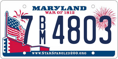 MD license plate 7BM4803