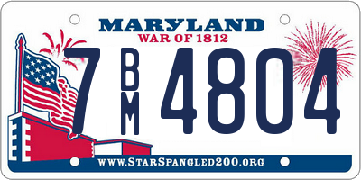 MD license plate 7BM4804