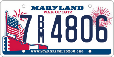 MD license plate 7BM4806