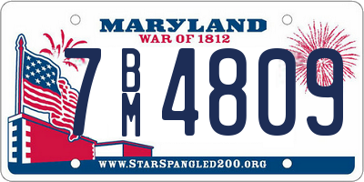 MD license plate 7BM4809