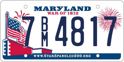 MD license plate 7BM4817