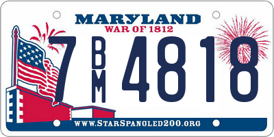 MD license plate 7BM4818