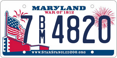 MD license plate 7BM4820